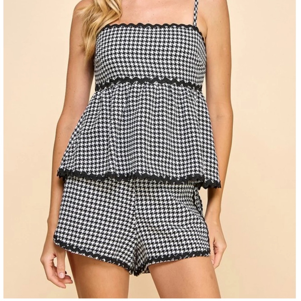 Black and White Houndstooth Two-Piece Set